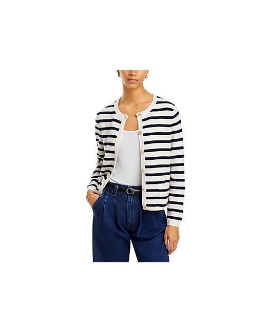 C By Bloomingdale's Cashmere Striped Yacht Club Crewneck Cardigan 100 Exclusive
