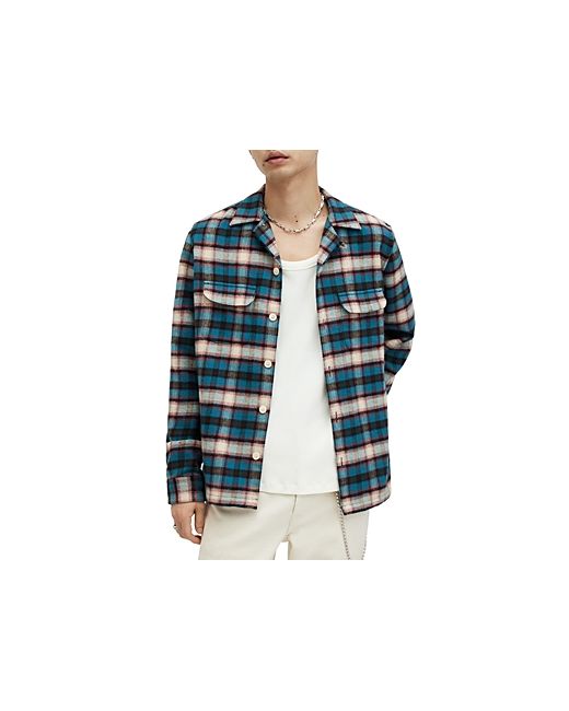 AllSaints Crayo Relaxed Fit Embroidered Flannel Shirt