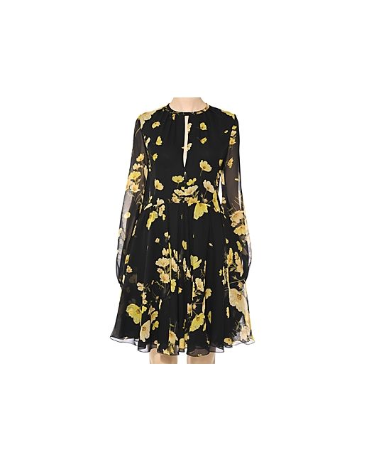 Giambattista Valli Floral Print Silk Blouson Sleeve Dress