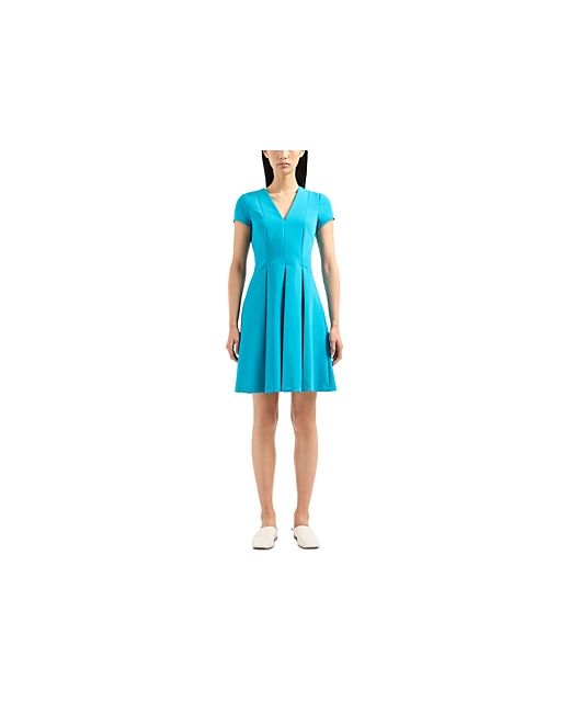 Emporio Armani Cady Tech Fabric V Neck Dress