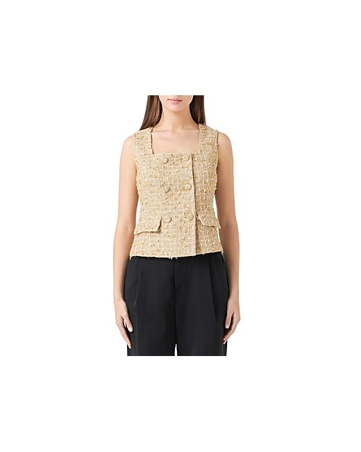 Endless Rose Tweed Double Breasted Button Top