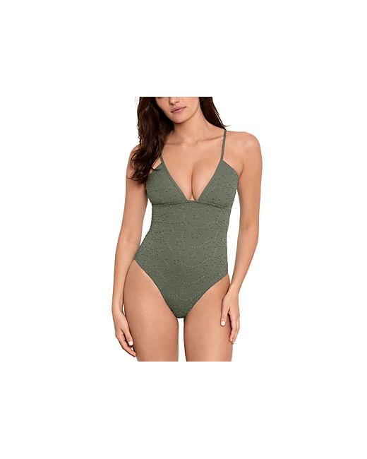 Polo Ralph Lauren Eyelet Embroidered One Piece Swimsuit