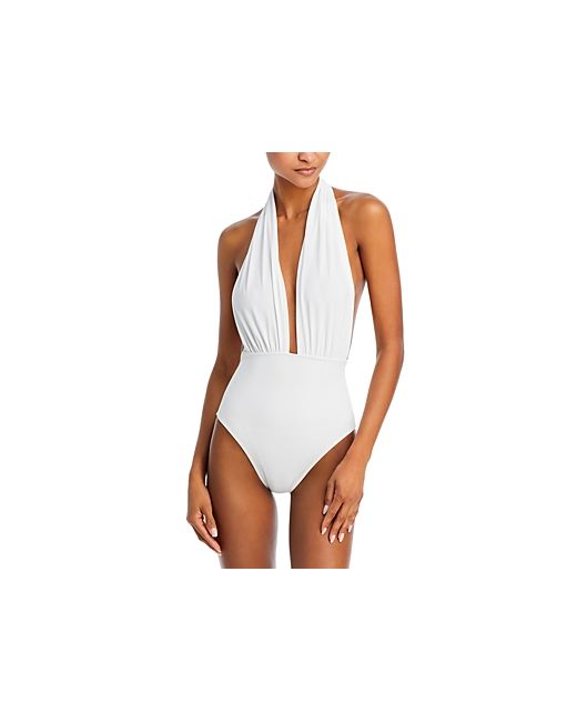 Norma Kamali Low Back Halter One Piece Swimsuit
