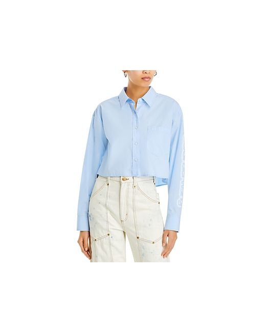 T by Alexander Wang Button Down Cropped Cotton Shirt