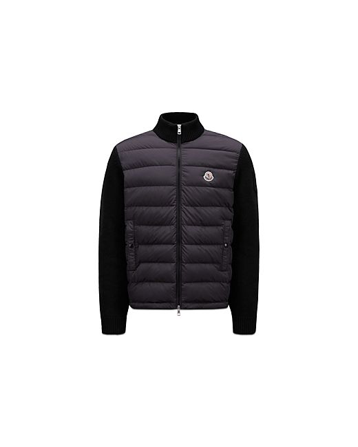 Moncler Quilted Down Mixed Media Cardigan