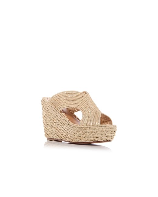 Carrie Forbes Raffia Woven Wedge Slide Sandals