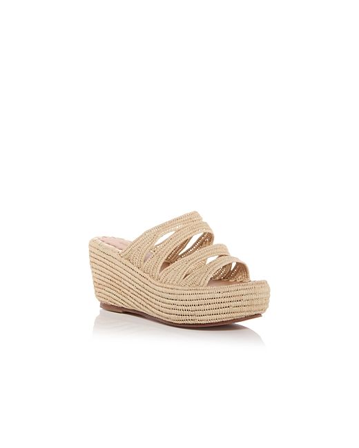 Carrie Forbes Raffia Woven Wedge Slide Sandals
