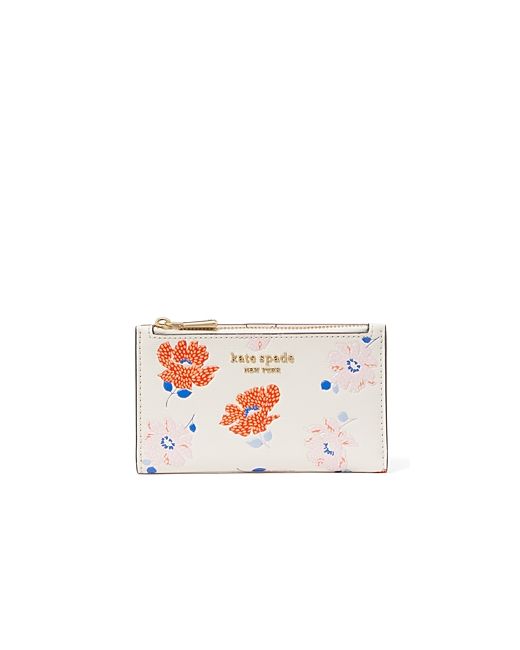 Kate Spade New York Morgan Dotty Floral Embossed Saffiano Small Slim Bifold Wallet