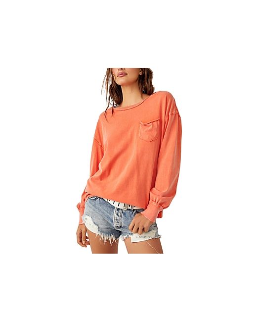 Free People Cotton Fade Into You Long Sleeve Top