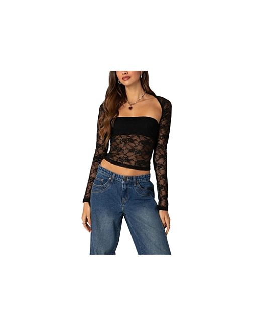 Edikted Addison Sheer Lace Two Piece Top