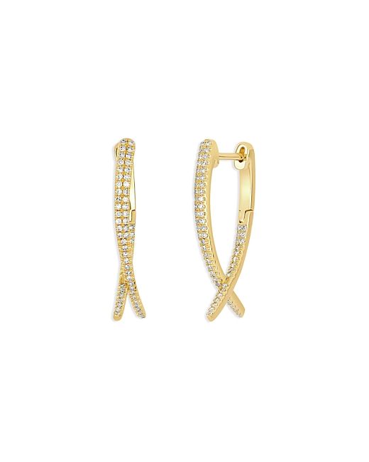 EF Collection 14K Yellow Diamond Loop Hoop Earrings