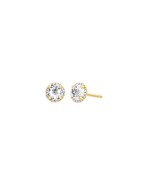 EF Collection 14K Yellow Gold Quartz Diamond Stud Earrings