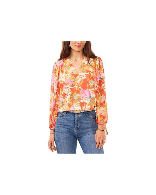 Vince Camuto Floral Print Tie Cuff Top