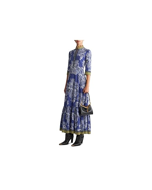 Etro Floral Print Three Quarter Sleeve Maxi Dress