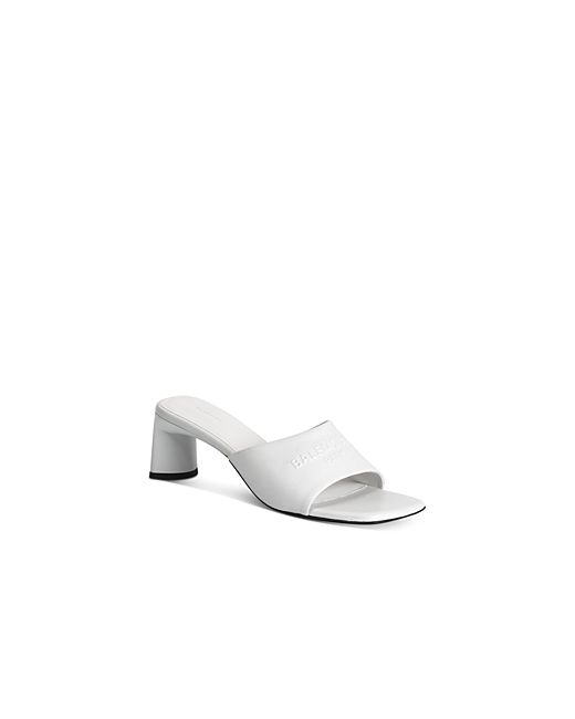 Balenciaga Embossed Logo Heeled Slide Sandals