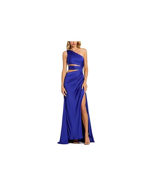 Mac Duggal Cut Out One Shoulder Satin Gown