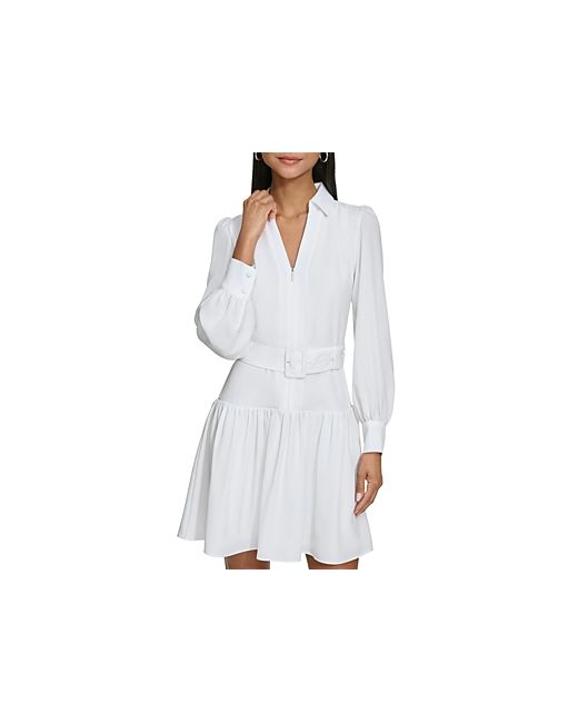 Karl Lagerfeld Belted Zip Up A Line Dress