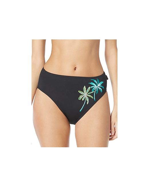 Vince Camuto Palm Embroidered High Waist Bikini Bottom
