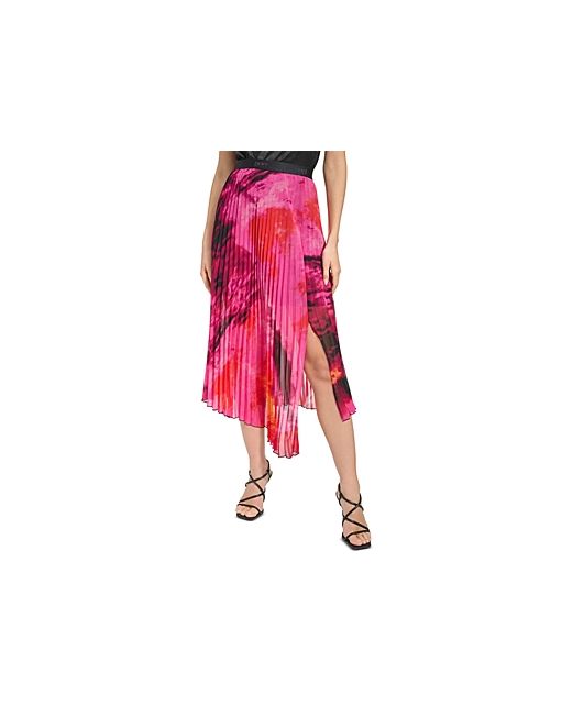 Dkny Printed Chiffon Asymmetric Midi Skirt