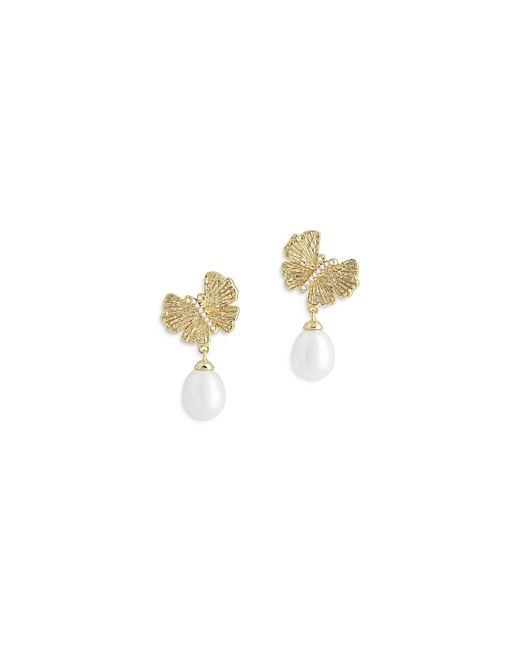 Anabel Aram Butterfly Cultured Freshwater Pearl Drop Earrings 18K Gold Plated