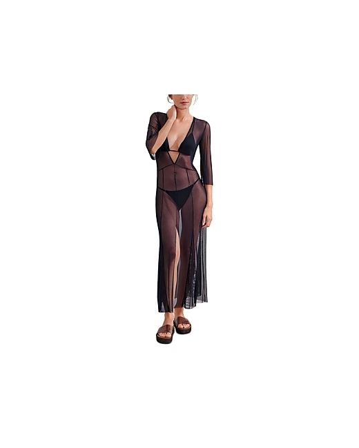 Vix Solid Karlie Long Maxi Swim Cover-Up Dress