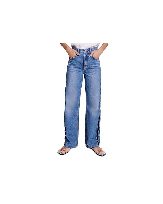 Maje Perline High Rise Straight Jeans