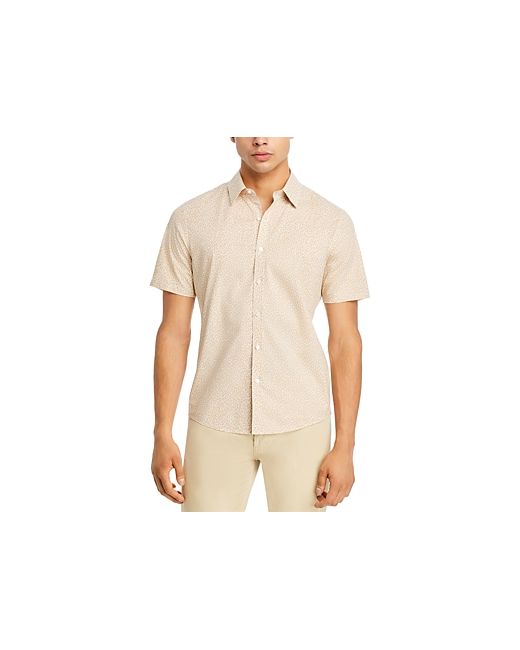 Michael Kors Leaf Print Short Sleeve Stretch Slim Fit Shirt