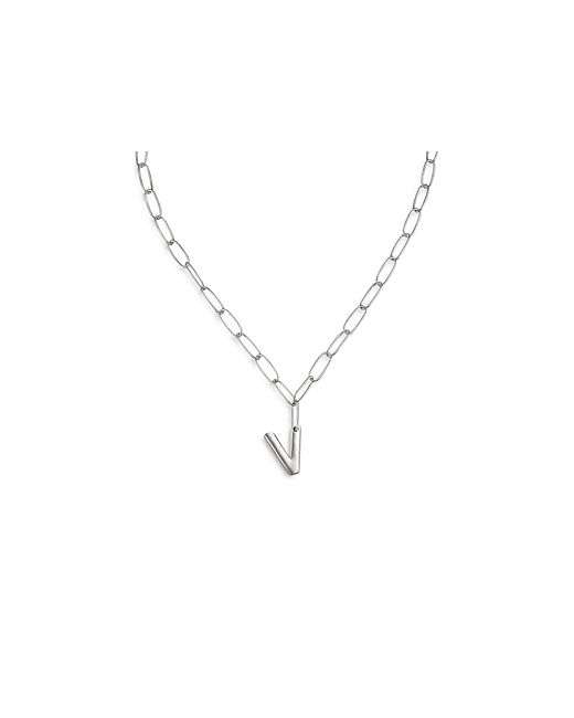 Ettika Paperclip Link Chain Initial Pendant Necklace Rhodium Plated 18