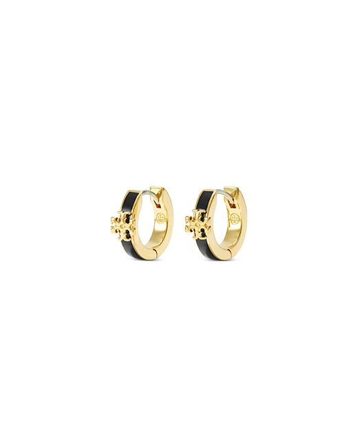 Tory Burch Kira Enamel Huggie Hoop Earrings 18K Gold Plated