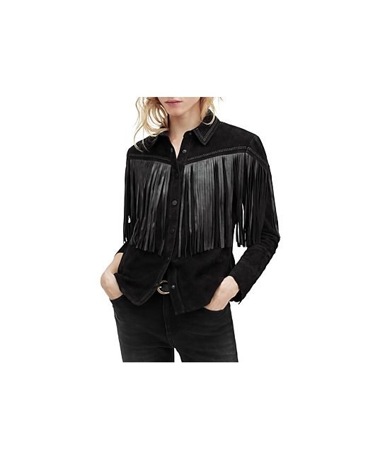 AllSaints Cleo Leather Western Shirt
