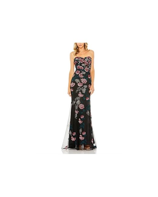 Mac Duggal Strapless Floral Embroidered Gown