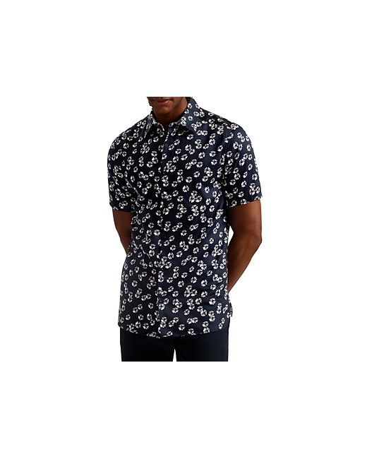 Ted Baker Slim Fit Printed Short Sleeve Button Front Shirt