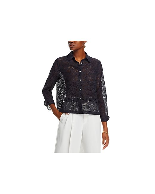 Single Thread Button Front Lace Blouse