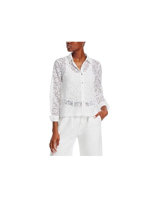 Single Thread Button Front Lace Blouse