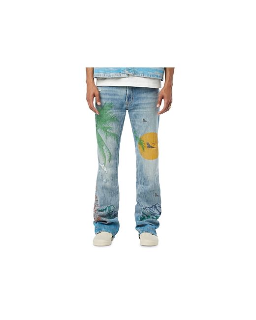 Hudson Walker Kick Flare Distressed Printed Jeans
