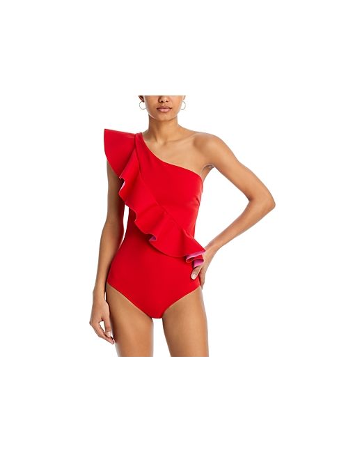 Chiara Boni La Petite Robe Atlante Ruffle Asymmetric One-Piece Swimsuit