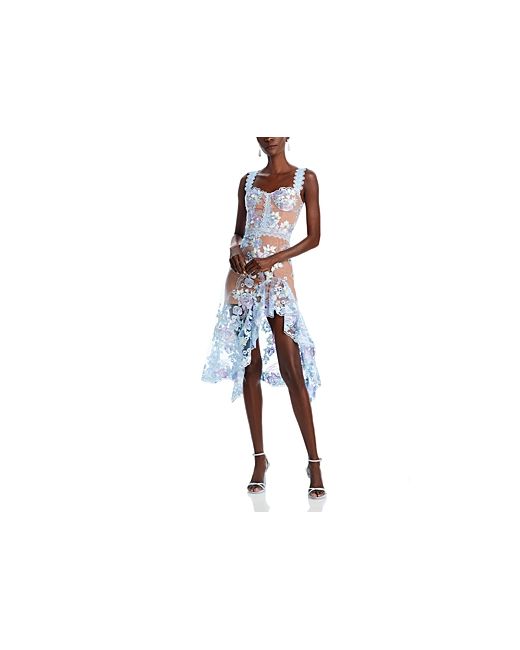 Bronx and Banco Eva Embroidered High-Low Illusion Midi Dress