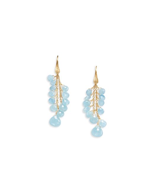 Marco Bicego 18K Yellow Gold Paradise Aquamarine Cluster Chain Drop Earrings 100 Exclusive