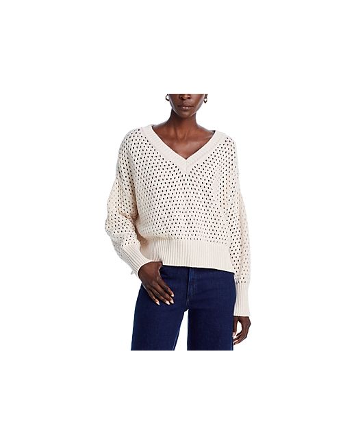 French Connection Nini Crochet Long Sleeve Cotton Pullover Sweater