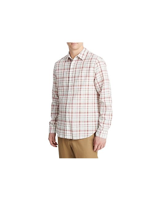 Vince Oakmont Linen Cotton Plaid Regular Fit Button Down Shirt