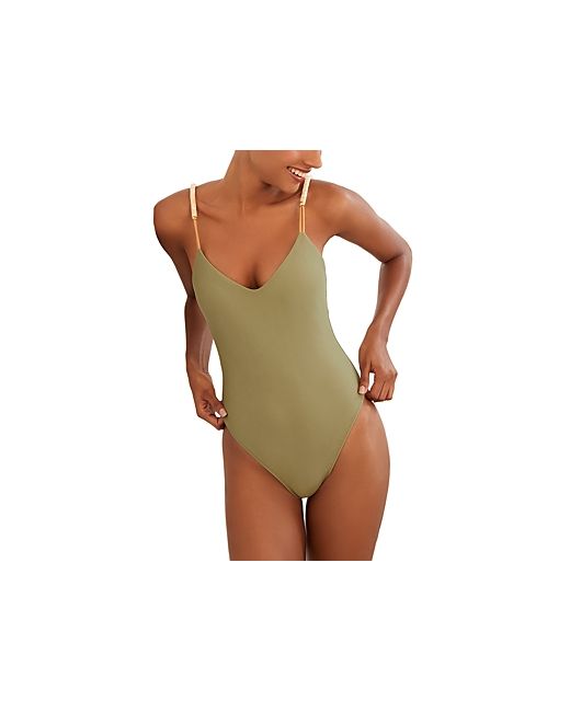 Vix Beaded Strap Solid One Piece Swimsuit
