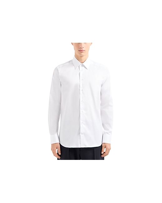 Emporio Armani Cotton Stretch Solid Regular Fit Button Down Shirt