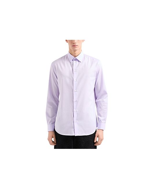 Emporio Armani Cotton Tonal Windowpane Regular Fit Button Down Shirt