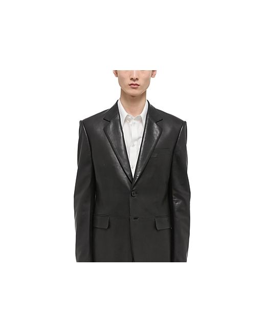 Helmut Lang Leather Paneled Relaxed Fit Suit Jacket