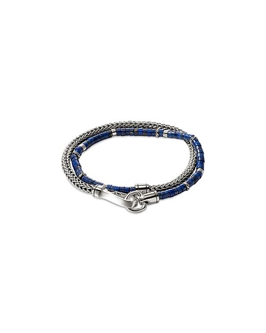 John Hardy Sterling Heishi Lapis Lazuli Beaded Double Wrap Bracelet