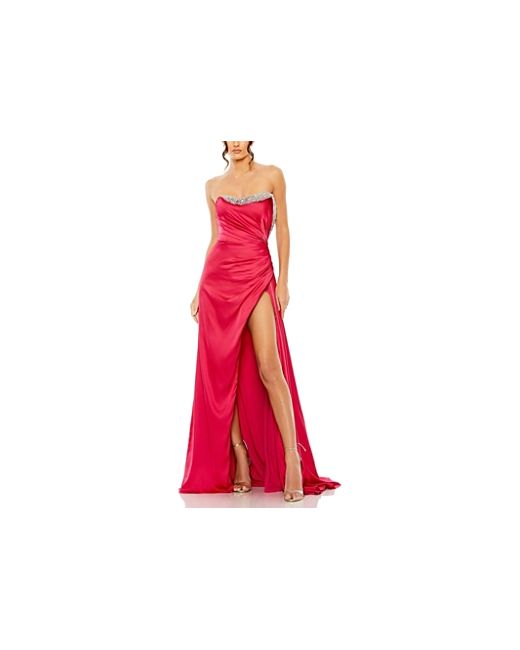 Mac Duggal Strapless Rouched Embellished Gown