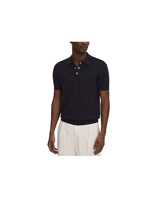Reiss Pascoe Textured Short Sleeve Snap Placket Polo Shirt