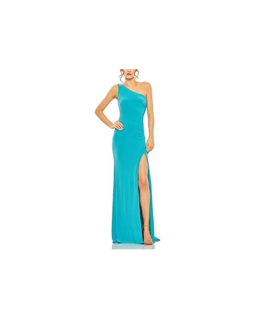 Mac Duggal Jersey One Shoulder Draped Back Gown