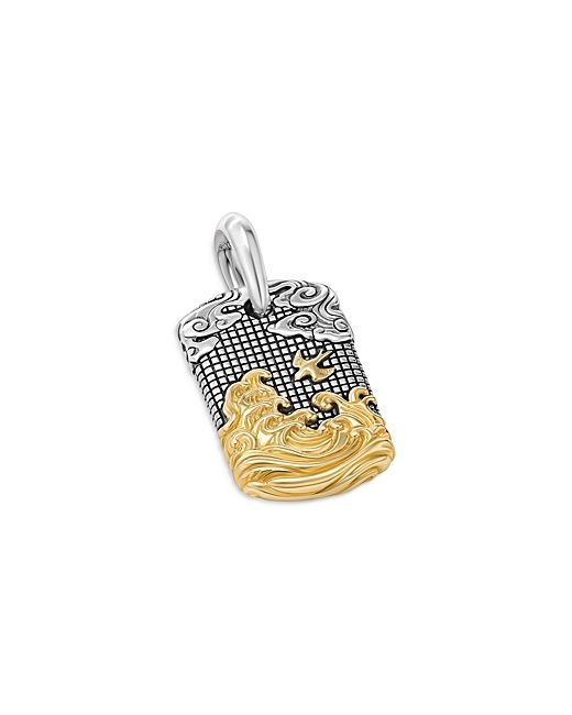 David Yurman Waves Tag Sterling with 18K Yellow Gold 27mm
