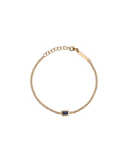 Zoe Chicco 14K Yellow Gold Curb Chain Sapphire Bracelet